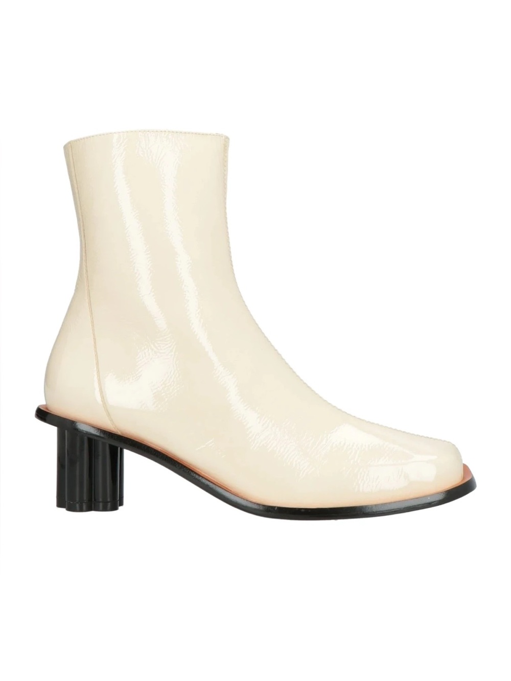 FARM RIO Ivory Patent Leather Square Toe Ankle Boots Sculptural Heel NWT